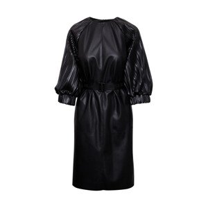 Šaty karl lagerfeld faux leather dress černá 40