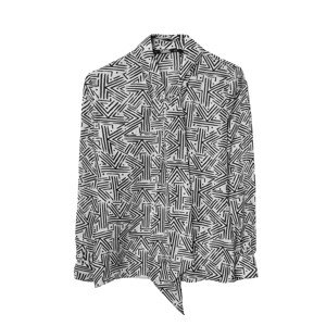 Košile karl lagerfeld printed silk shirt w/ bow bílá 38