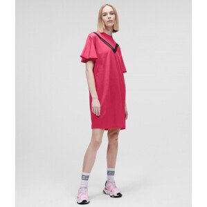 Šaty karl lagerfeld lace insert jersey dress růžová s