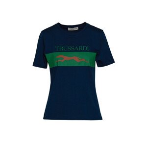 Tričko trussardi t-shirt logo cotton jersey 30/1 modrá xs