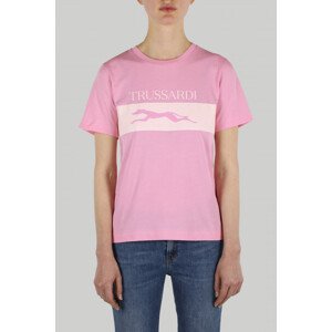Tričko trussardi t-shirt logo cotton jersey 30/1 růžová xs