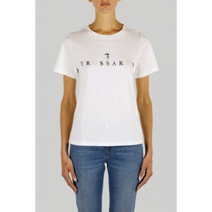 Tričko trussardi t-shirt embroidery logo cotton jersey 30/1 bílá m