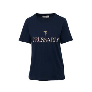 Tričko trussardi t-shirt printed logo cotton jersey 30/1 modrá xs
