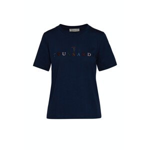 Tričko trussardi t-shirt embroidery logo cotton jersey 30/1 modrá s
