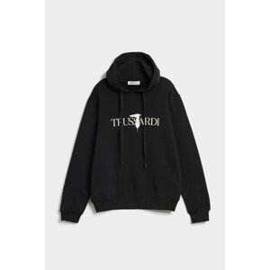 Mikina trussardi sweatshirt hoodie print logo cotton brushed fleece černá l