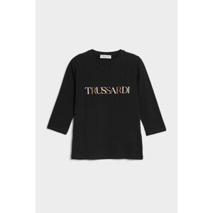 Tričko trussardi t-shirt 3/4 sleeve logo print jersey stretch černá xs