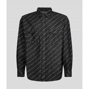 Košile karl lagerfeld unisex aop logo denim shirt černá xxs