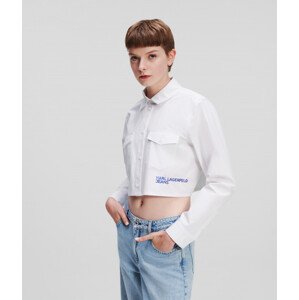 Košile karl lagerfeld jeans klj cropped logo shirt bílá xs