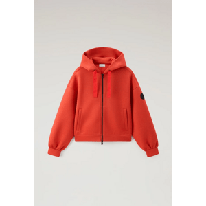 Mikina woolrich bonded fleece hoodie červená xs