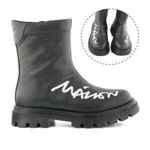 Kotníková obuv mm6 track sole maxi logo print ankle boots černá 32