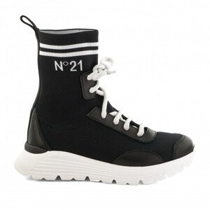 Kotníková obuv no21 high top knit gymnic sneakers lace up černá 32