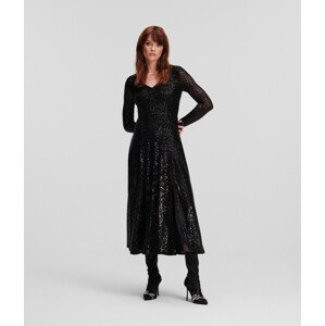 Šaty karl lagerfeld sequin maxi evening dress černá 40