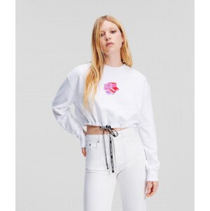 Mikina karl lagerfeld jeans klj relaxed cropped sweat bílá s