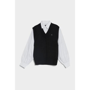Svetr karl lagerfeld knit vest w/ poplin shirt černá xl
