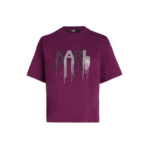 Tričko karl lagerfeld rhinestone t-shirt fialová xs
