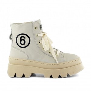 Kotníková obuv mm6 track sole logo print ankle boots lace up bílá 39