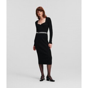 Šaty karl lagerfeld lslv logo knit dress černá xxl