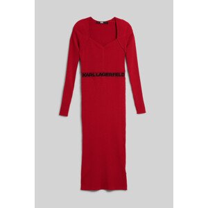 Šaty karl lagerfeld lslv logo knit dress červená xl