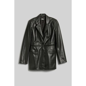 Bunda karl lagerfeld recycled leather zip jacket černá 40