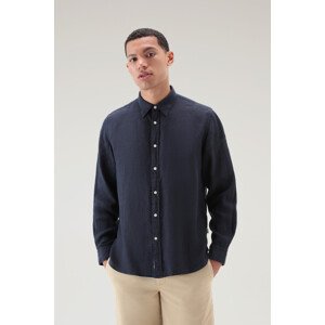 Košile woolrich linen shirt modrá xxl