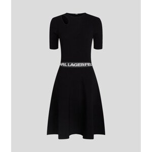 Šaty karl lagerfeld sslv logo knit dress černá xxl