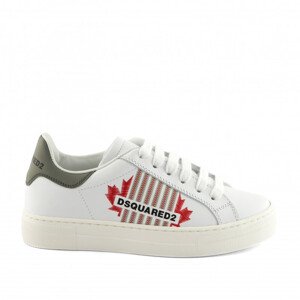 Tenisky dsquared  logo & maple leaf leather sneakers low lace up bílá 33
