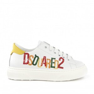 Tenisky dsquared  logo leather sneakers low lace up bílá 32