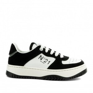 Tenisky no21 contrasting printed logo nappa and suede lace-up low sneakers černá 33