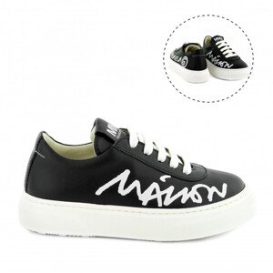 Tenisky mm6 contrasting printed logo leather lace-up low sneakers černá 34