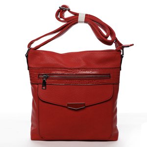 Praktická dámská koženková crossbody kabelka Stylish Ann, červená