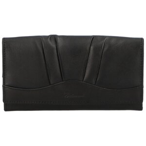 Dámská kožená peněženka s módním reliéfem Delfino, černá