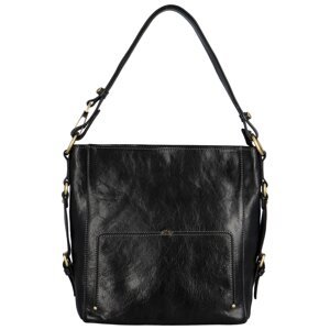 Praktická dámská luxusní kožená taška Viviane, černá