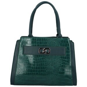 Luxusní dámská koženková kabelka Laetitia, tmavě zelená