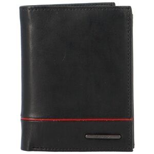 Pánská kožená peněženka na výšku Vimax Ezrant, černo/červená