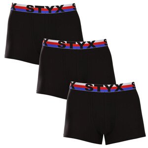 3PACK pánské boxerky Styx sportovní guma černé trikolóra (3G1960) L