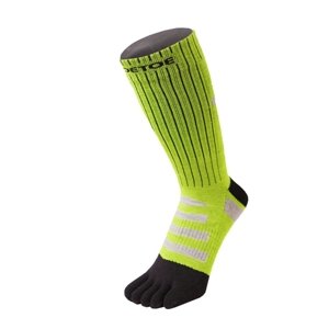 TOETOE Trekové prstové ponožky 3D Wool Terry Walker - Černé a zelené Velikost ponožek: 40-43