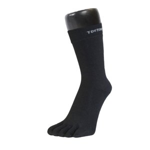 TOETOE Trekové prstové ponožky Vlněné prstové do půli lýtek - Černé Velikost ponožek: 36-38