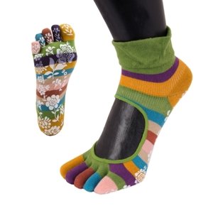 TOETOE Protiskluzové prstové ponožky na Jógu a Pilates  Sole do půli lýtek - zelené Velikost ponožek: 35-38