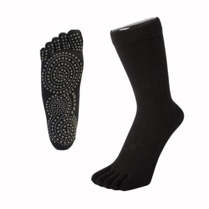 TOETOE Protiskluzové prstové ponožky na Jógu a Pilates  Sole do půli lýtek - Černé Velikost ponožek: 35-38