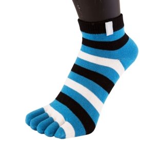 TOETOE ESSENTIAL - Prstové ponožky kotníkové - Turquoise proužkované Velikost ponožek: 35-46