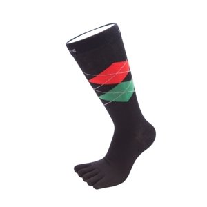 TOETOE ESSENTIAL - Prstové ponožky pánské Argyle - Černé - červené - zelené Velikost ponožek: 41-48