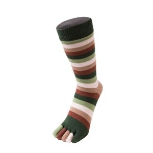 TOETOE ESSENTIAL - Prstové ponožky do půli lýtek Proužkované - Earth Velikost ponožek: 35-46