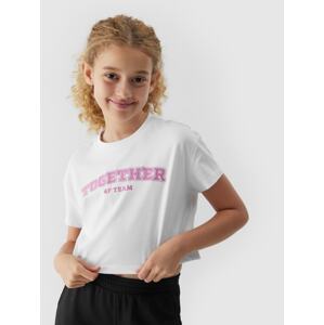 Dívčí tričko crop - top s potiskem